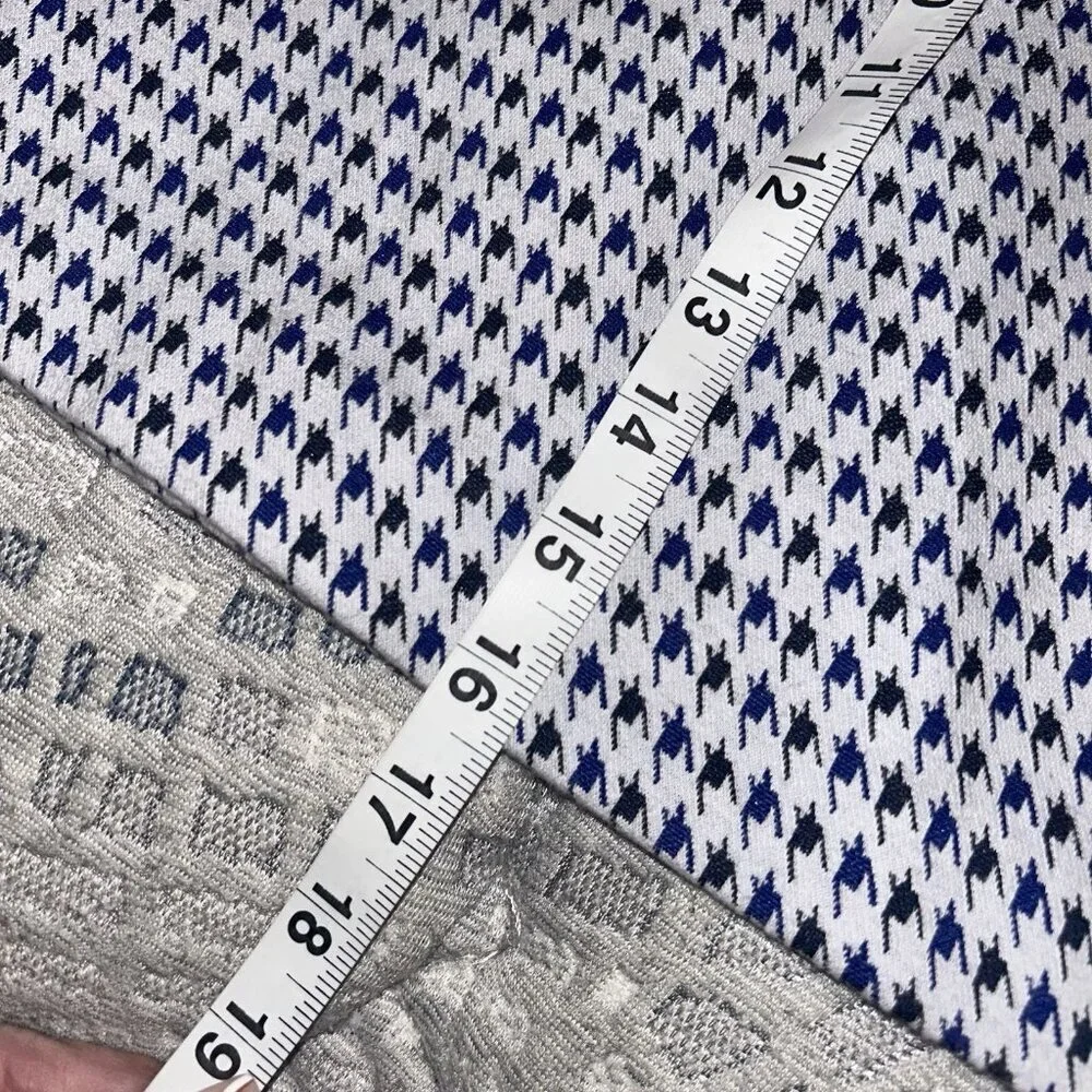 Crosby Blue Houndstooth Preppy Pull On Stretch Mini Pencil Skirt Size Medium